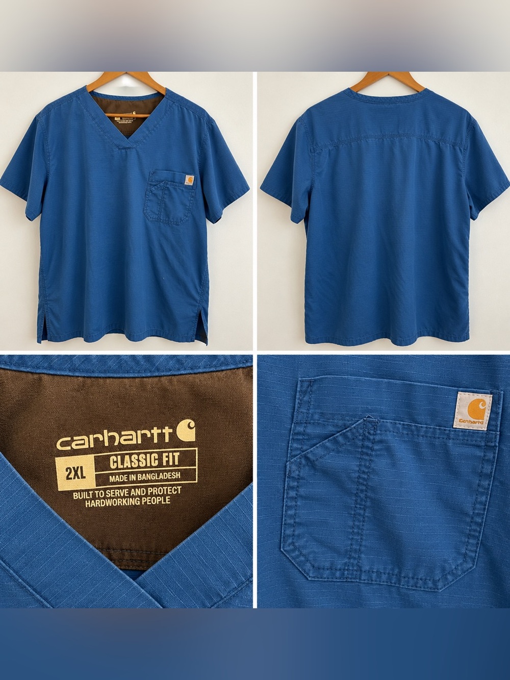 Carhartt Classic Fit Blue Scrub Top 2XL